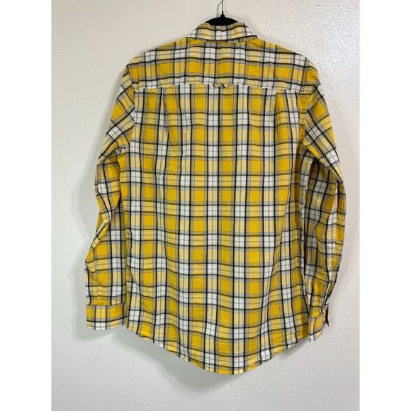 Club Room Men's Casual Yellow Plaid Long Sleeve Button Up Shirt, Size S - Picture 4 of 4